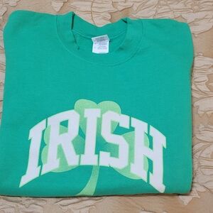 Gildan Green Kids Sweatshirt with Shamrock and Irish Print